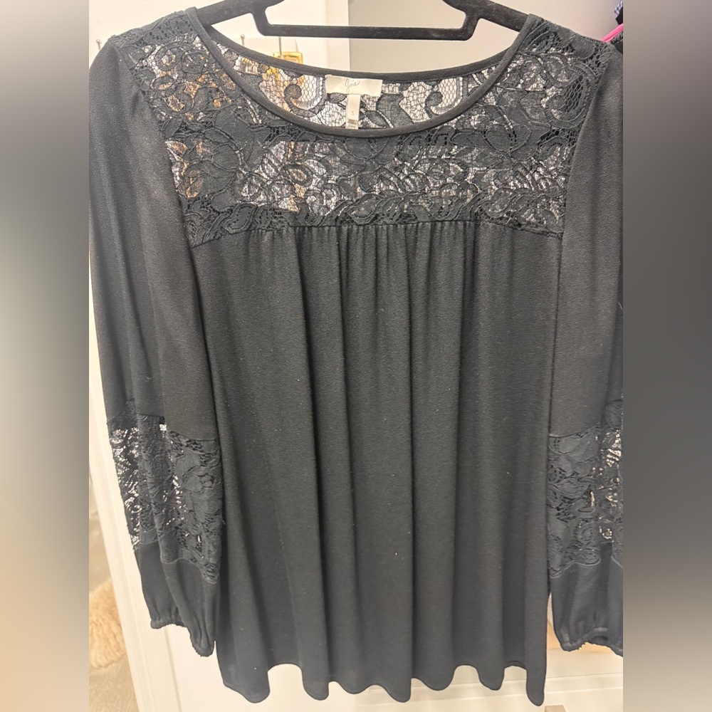 Joie Black Lace Long Sleeve Blouse